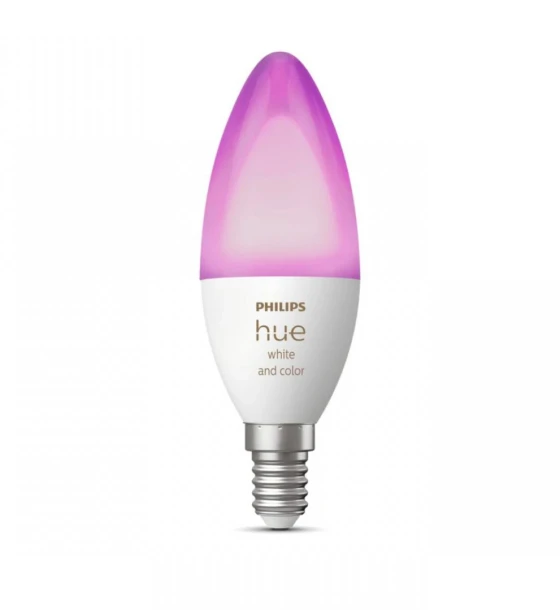 Sursa LED inteligenta Bec LED RGB inteligent Philips Hue B39, Bluetooth, E14, 5.3W, 470 lm, lumina alba si color 2000-6500K