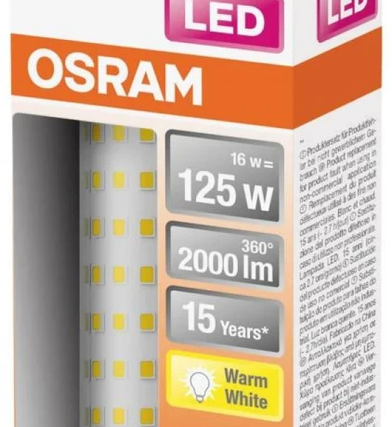 Bec LED Osram LINE, R7s, 16W 125W, 2000 lm, lumina calda 2700K, 118mm, Ø29mm