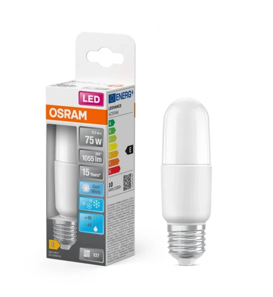 Bec LED Osram Parathom Stick, E27, 9.5W 75W, 1055 lm, lumina neutra 4000K, Ø3.6cm