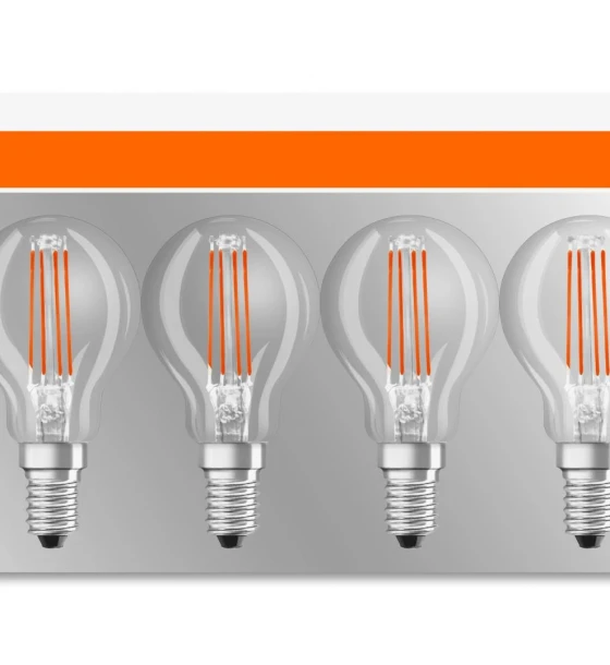 5 Becuri LED Osram Base Classic P, E14, 4W 40W, 470 lm, luminacalda 2700K, cu filament