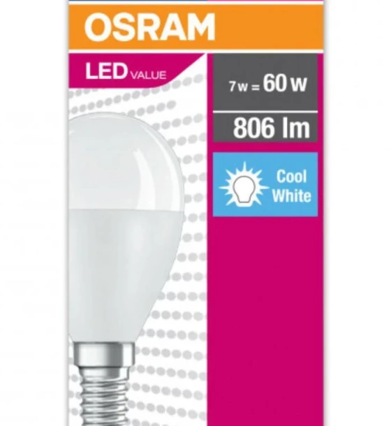 Bec LED Osram Value Classic P, E14, 7W 60W, 806 lm, luminaneutra 4000K