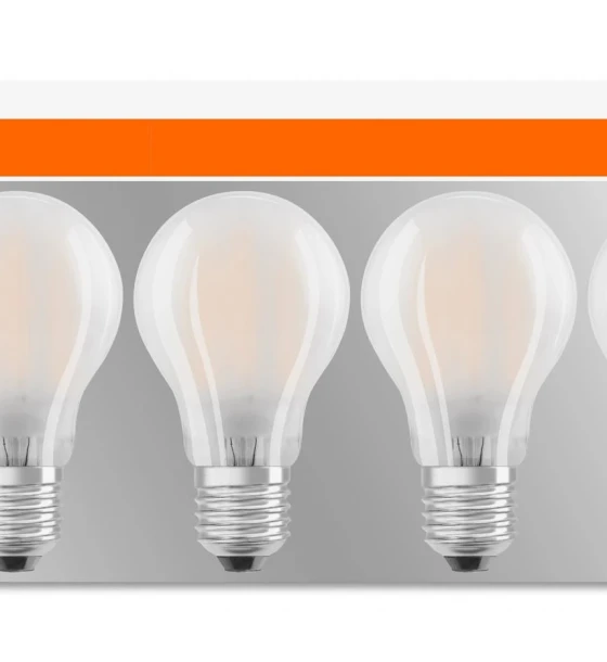 5 Becuri LED Osram Base Classic A, E27, 7W 60W, 806 lm, luminacalda 2700K, semi-transparent