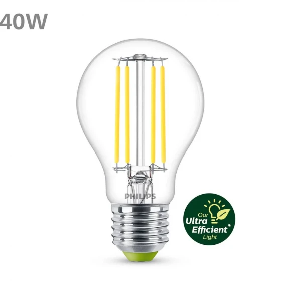 Bec LED Philips Classic A60, Ultra Efficient Light, E27, 2.3W 40W, 485lm, lumina neutra 4000K