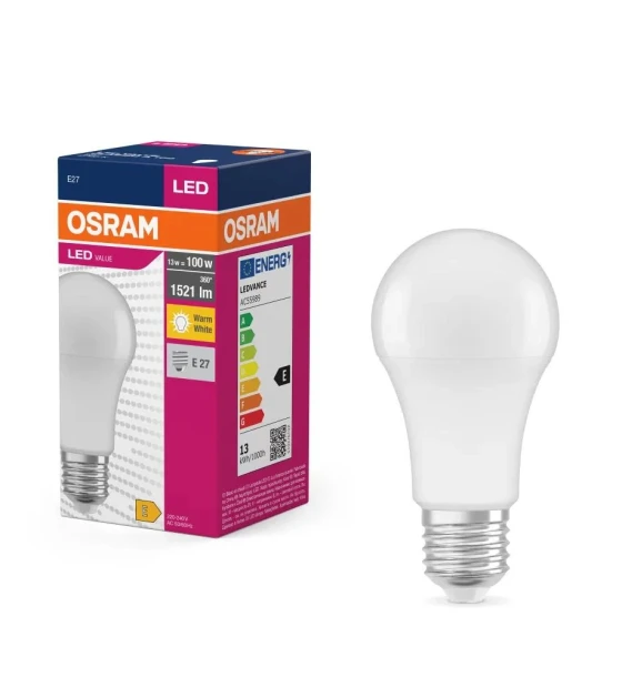 Bec LED Osram Value Classic A60, E27, 8.5W 60W, 806 lm, luminaneutra 4000K, clasa energetica F