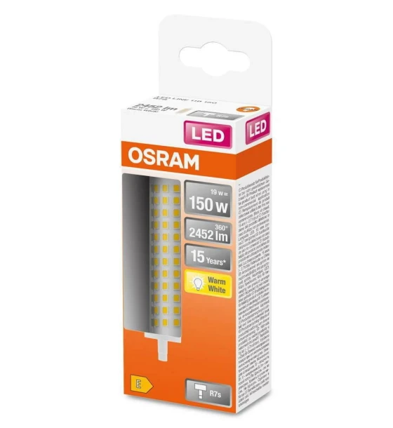Bec LED Osram LINE, R7s, 18.2W 10W, 2452 lm, lumina calda 2700K, 118mm, Ø29mm
