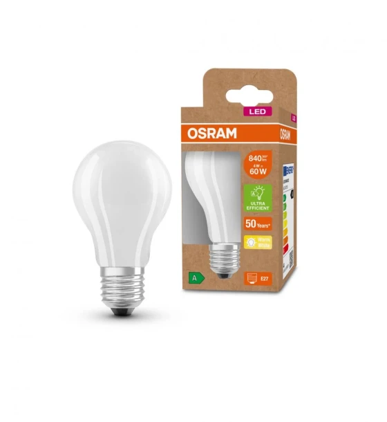 Bec LED Osram Classic A60, Ultra Efficient Light, E27, 4W 60W, 840 lm, lumina calda 3000K