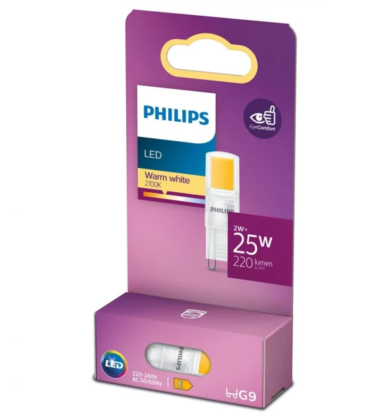 Bec LED Philips, EyeComfort, G9, 2W 25W, 220 lm, lumina calda 2700K