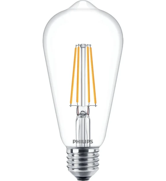 Bec LED Philips Classic ST64, EyeComfort, E27, 7W 60W, 806 lm, luminacalda 2700K, cu filament