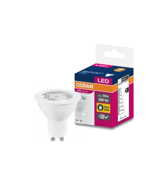 Bec LED Osram Value PAR16, 5W 50W, 350 lm, lumina calda 2700K