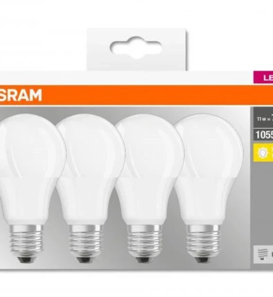 4 Becuri LED Osram Base Classic A, E27, 10W 75W, 1055 lm, luminacalda 2700K