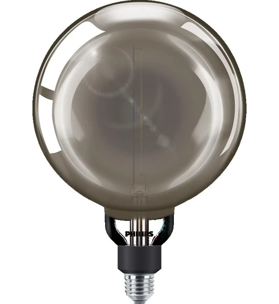 Bec LED vintage decorativ Philips Giant G200, EyeComfort, E27, 6.5W 20W, 200 lm, lumina calda 1800K, dimabil, Fumuriu, 28.620.2 cm
