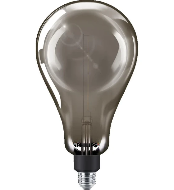 Bec LED vintage decorativ Philips Giant A160, EyeComfort, E27, 6.5W 20W, 200 lm, lumina calda 1800K, dimabil, Fumuriu, 29.3x16.2 cm
