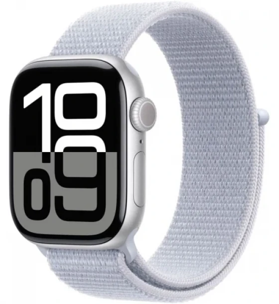 SmartWatch Apple Watch S10 Aluminium, 1.96inch, Curea Nylon, Blue Cloud Sport Loop