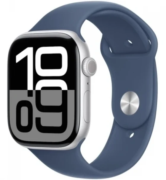 SmartWatch Apple Watch S10 Aluminium, 1.96inch, Curea Silicon M/L, Denim Sport