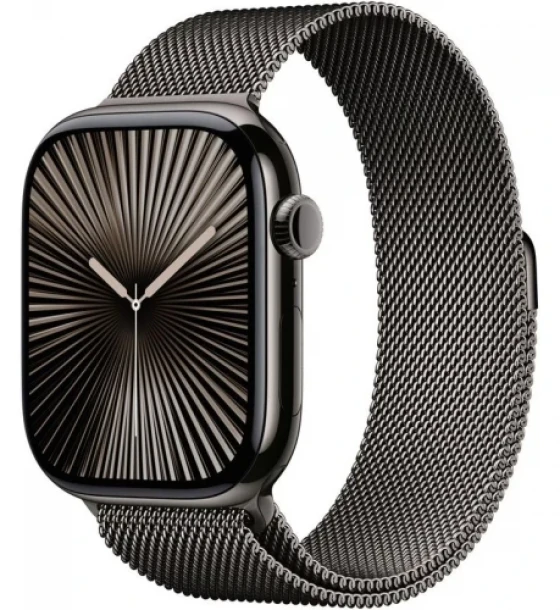 SmartWatch Apple Watch S10 Titanium, 1.96inch, 4G, Curea Inox S/M, Slate Milanese Loop