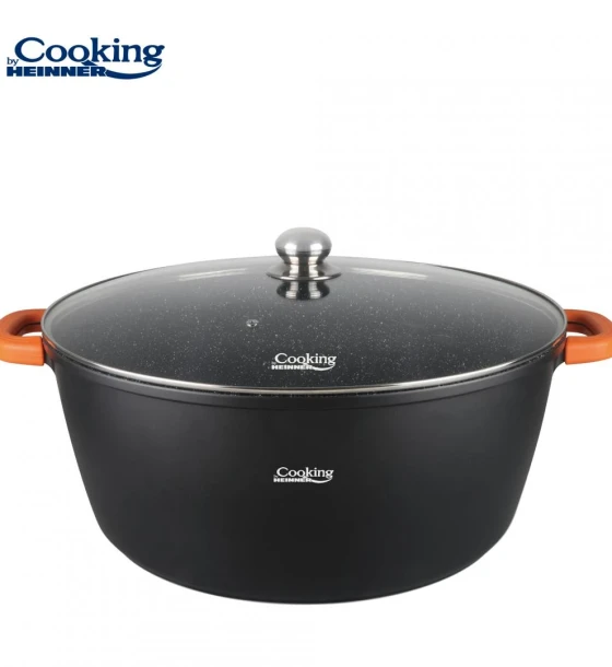 Semioala aluminiu+capac 44X19 cm, 23L, dark line, cooking by heinner