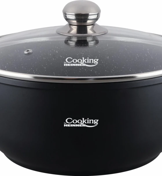 Semioala aluminiu turnat +capac, 36 cm x 16 cm, 13.5 l, dark line, cooking by Heinner