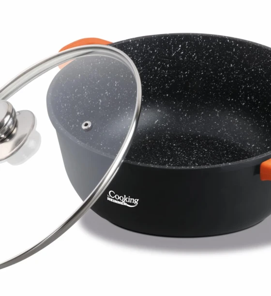 Cratita aluminiu turnat+capac, 20x8.5 cm, 2.3 l, dark line, cooking by heinner