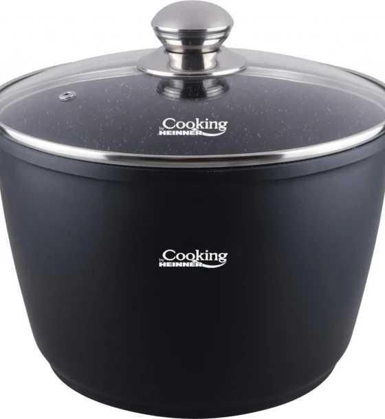 Oala aluminiu turnat+capac, 28 cm x 20 cm, 10 l, dark line, cooking by heinner