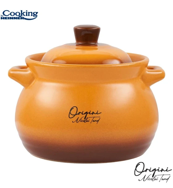 Oala ceramica cu capac 12x11 cm, 2 l, nicolai tand, origini, cooking by heinner