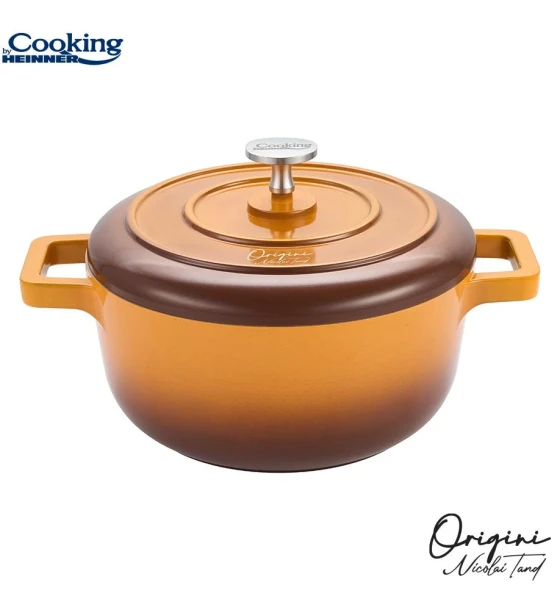 Cratita aluminiu turnat + capac 20x10 cm, 2.4L, nicolai tand, origini, cooking by heinner