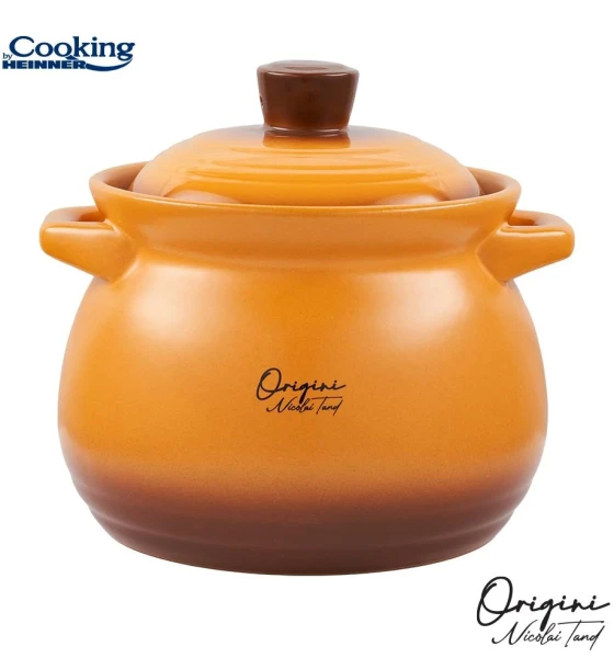 Oala ceramica cu capac, 19x19.5 cm, 6 l, nicolai tand, origini, cooking by heinner