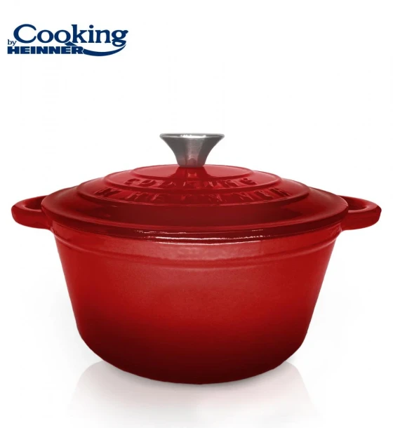 Semioala fonta+capac 24x11.5CM, 4L, red line, cooking by heinner