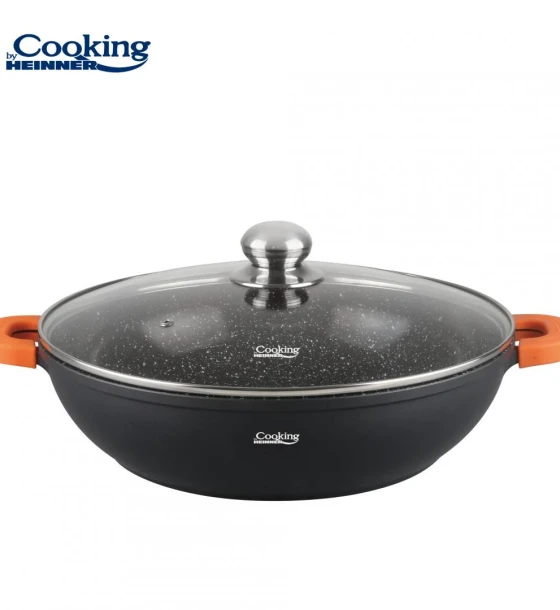 Cratita aluminiu+capac 32X8.5CM, 5.5L, dark line, cooking by heinner