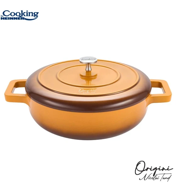 Cratita aluminiu turnat + capac 26x8 cm, 3.4L, nicolai tand, origini, cooking by heinner