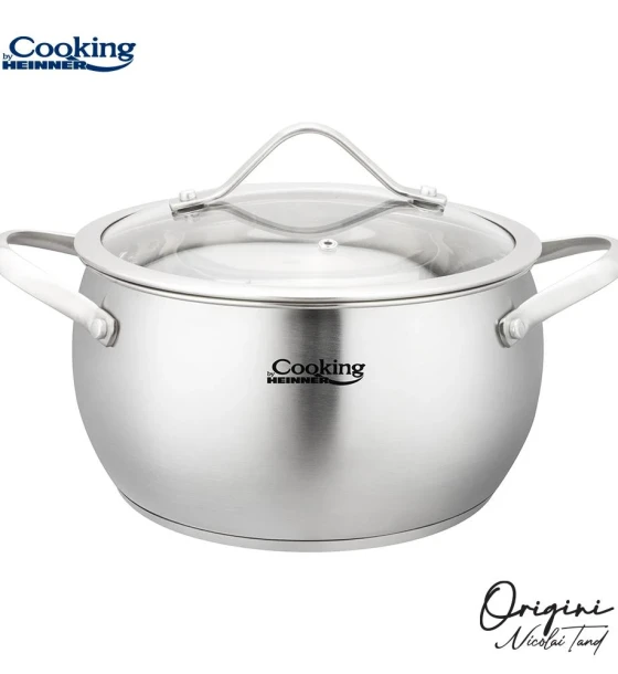 Semioala inox+capac 18X10 cm, 2.5L, nicolai tand, origini, cooking by heinner