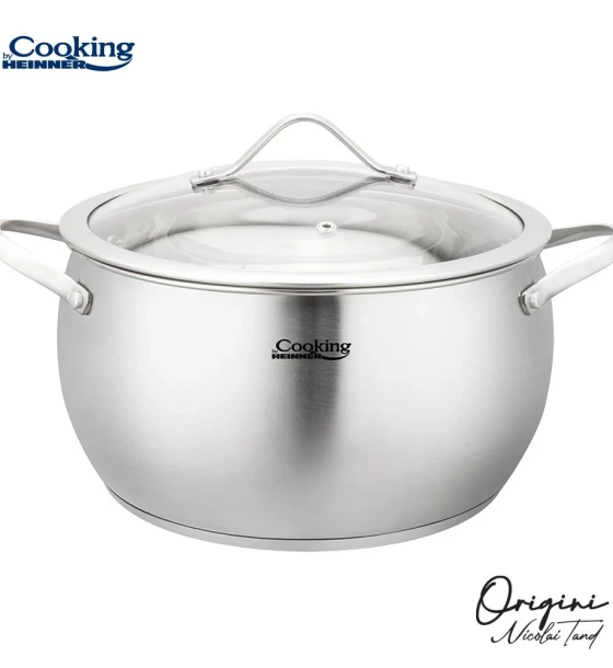 Semioala inox+capac 24X13.5 cm, 6L, nicolai tand, origini, cooking by heinner