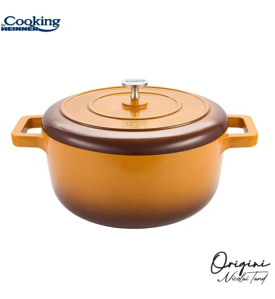 Semioala aluminiu turnat + capac 26x12.5 cm, 5.8L, nicolai tand, origini, cooking by heinner