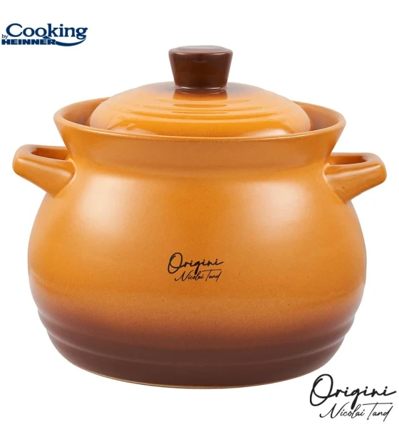 Oala ceramica cu capac, 17x18 cm, 4.5 l, nicolai tand, origini, cooking by heinner