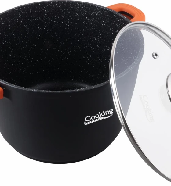 Oala aluminiu turnat+capac, 24 cm x 16.5 cm, 6.3 l, dark line, cooking by heinner
