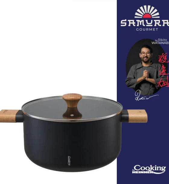 Semioala aluminiu + capac 24X12.5 cm, 5.3 l, rikito watanabe, samurai gourmet, cooking by heinner