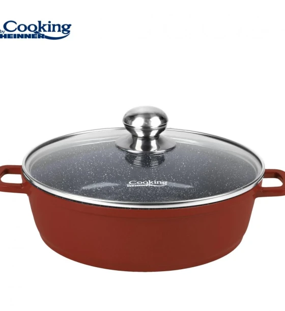 Cratita aluminiu turnat+capac 28x7.5 cm, 4.1 l, calabria, cooking by heinner