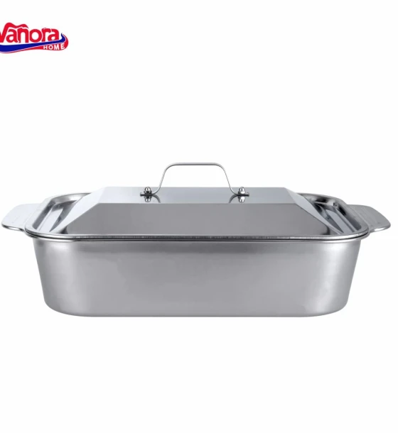 Tava inox cu capac 36.5x22x7 cm, zira, vanora home