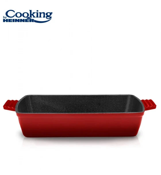 Tava fonta emailata, 33x23x7 cm, red line, cooking by heinner