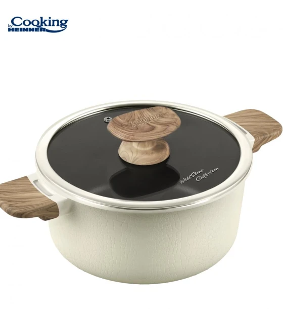 Tigaie Cratita aluminiu+capac 20x9.5CM, 2.5 l, wild stone, cooking by heinner
