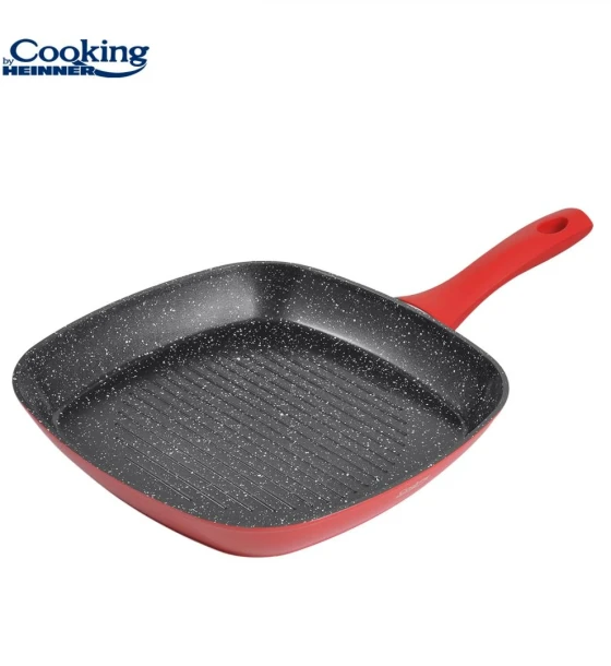 Tigaie grill aluminiu forjat 28x4CM, red stone, cooking by heinner