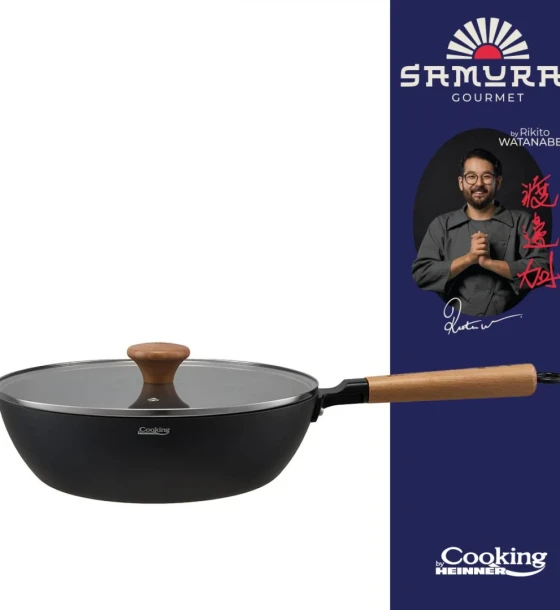 Tigaie wok aluminiu + capac 28X8 cm, rikito watanabe, samurai gourmet, cooking by heinner
