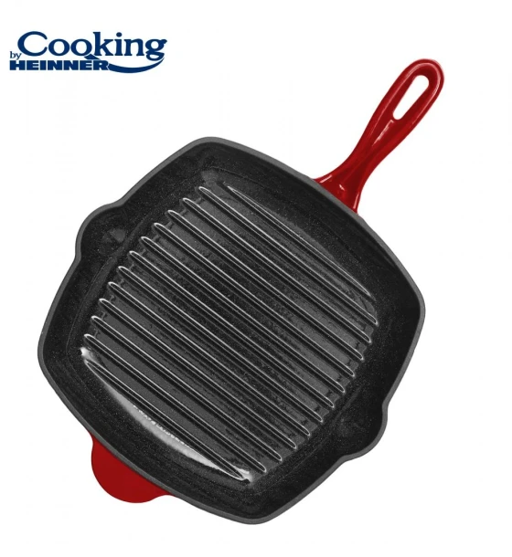 Tigaie grill fonta 26.5X4.5 cm, red line, cooking by heinner