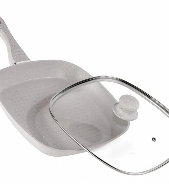 Tigaie grill aluminiu+capac 28x4 cm, mozaik, cooking by heinner