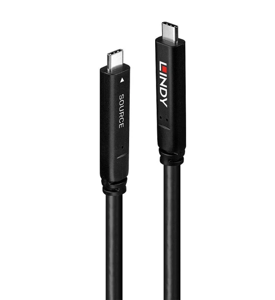 Cablu Lindy 10 m USB 3.2 Gen 1 DP 1.4 Type C, latime de banda suportata 5Gbps USB 3.2 Gen 1, 16.2Gbps DP 1.4, 2 lanes, maxima 4K 3840x2160 30Hz, negru