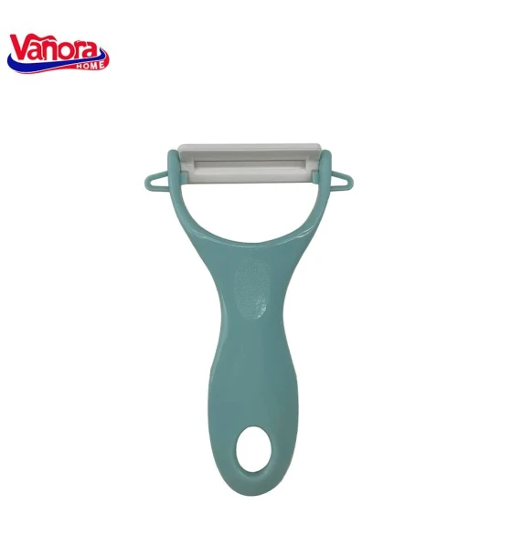 Accesoriu bucatarie CURATATOR LEGUME CU LAMA CERAMICA, 13x7.6 CM, VANORA HOME mix 3 culori in bax - 4 albastre, 4 roz, 4 verzi