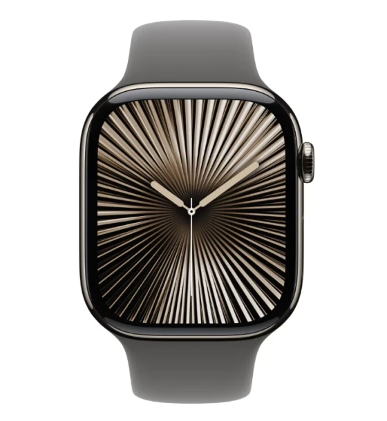 Smartwatch Apple Watch Series 10 GPS + Cellular 46mm Natural Titanium Case with Stone Grey Sport Band - M L