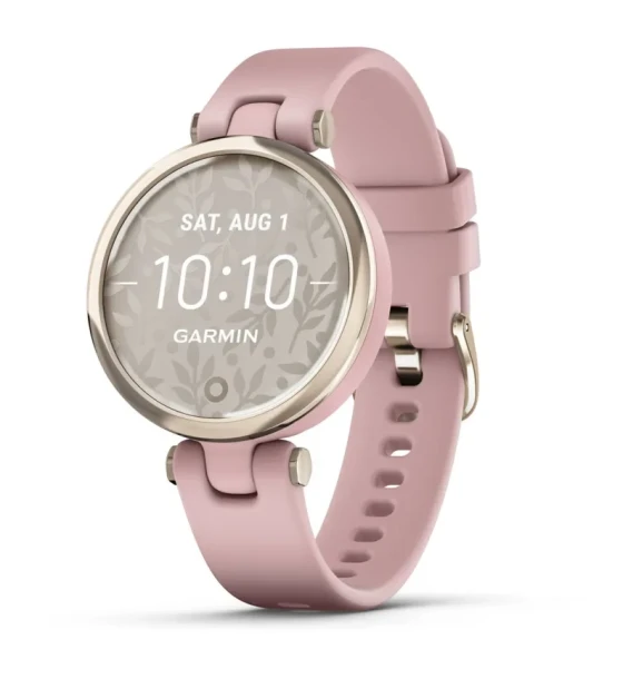 Ceas Garmin Lily editia Sport, display AMOLED, dimensiune afisaj 34.5 mm, afisaj 240 x 201 pixeli, memorie 8GB, autonomie pana la 5 zile, rezistanta la apa pana la 5 ATM, greutate 24g