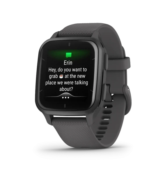 Ceas Smartwatch Garmin Venu SQ2 Slate Bezel Shadow Gray, Silicone Band 20mm, NFC, GPS, 5 ATM Water Proof