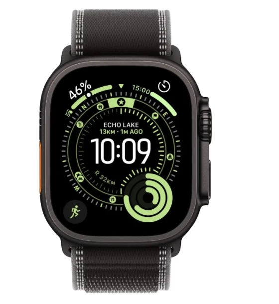 Smartwatch Apple Watch Ultra 3 GPS + Cellular 49mm Black Titanium Case with Black Charcoal Trail Loop - M L