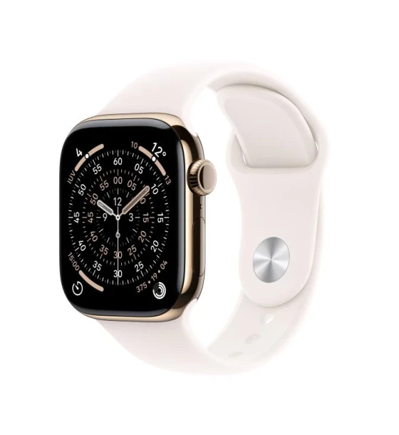 Smartwatch Apple Watch Series 11 GPS + Cellular 46mm Gold Titanium Case with Light Blush Sport Band - S M